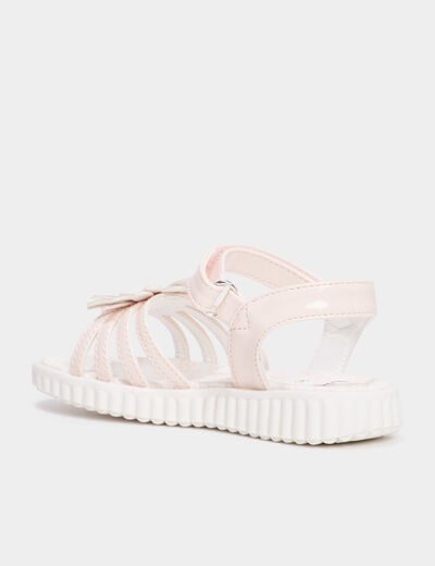 Sandales à scratchs avec fleurs rose fille