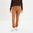 Pantalon slim en coton elasthanne marron clair femme