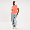 Pull sans manches col rond rose fluo femme