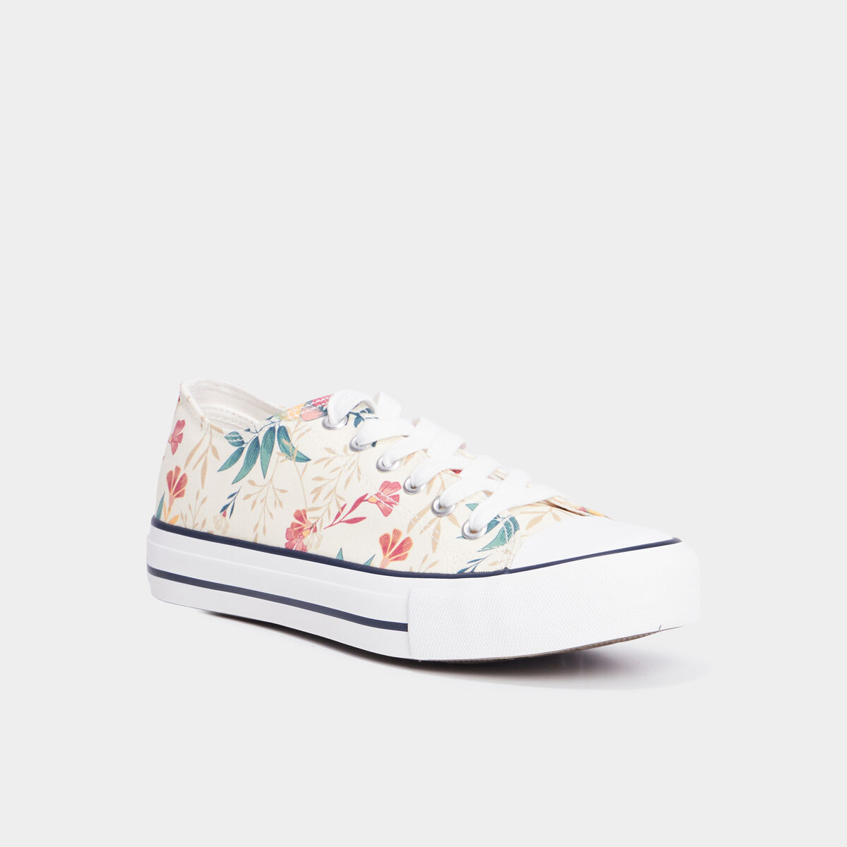 Tennis basses en toile &agrave; lacets multicolore femme