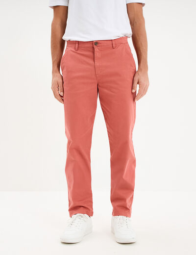 Pantalon chino droit stretch vieux rose homme