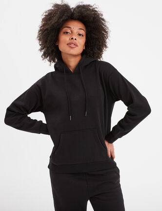 Sweat hoodie molleton à capuche noir femme