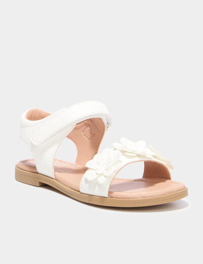 Sandales c&eacute;r&eacute;monie avec bride &agrave; scratch blanc fille