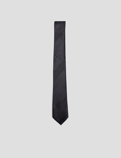 Cravate texturée effet satin noir homme