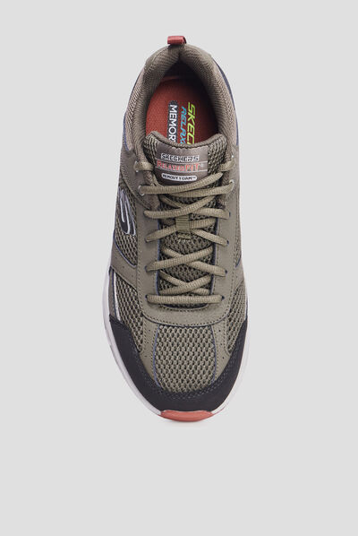 Baskets running mémoire forme Skechers vert kaki homme