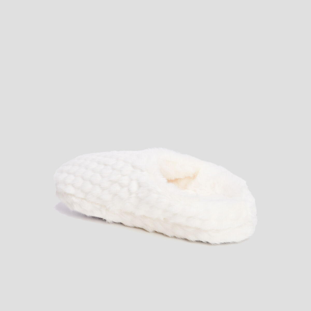 Chaussons mules fausse fourrure blanc femme