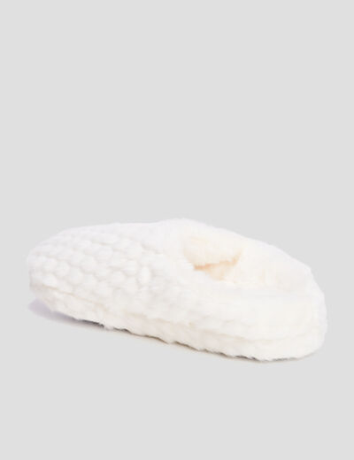 Chaussons mules fausse fourrure blanc femme