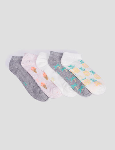 Lot 5 paires chaussettes multicolore femme