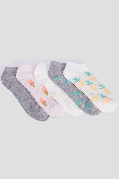 Lot 5 paires chaussettes multicolore femme