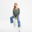 Pull col en V vert femme
