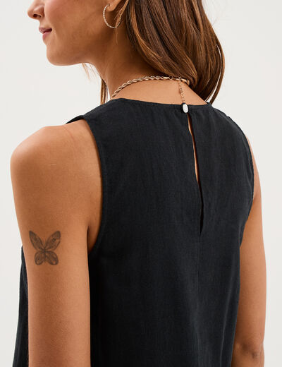 Robe droite courte lin majoritaire noir femme
