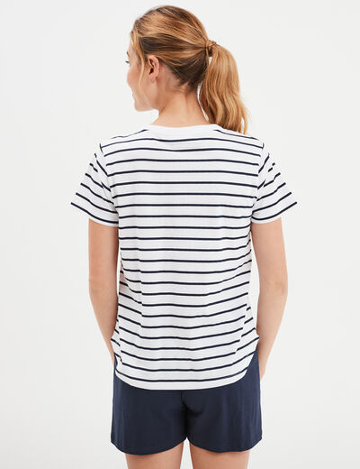 Ensemble pyjama short coton Stitch bleu marine femme