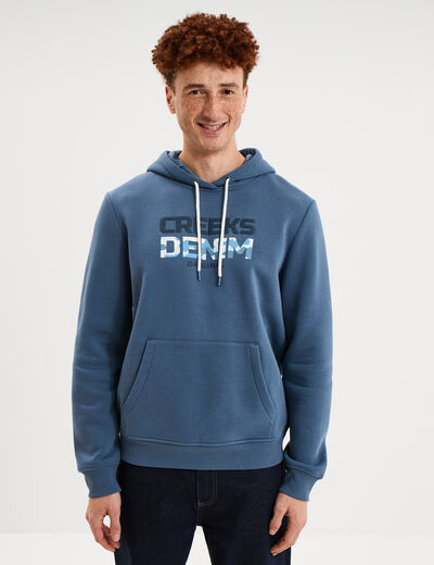 Sweat hoodie molleton Creeks bleu gris homme