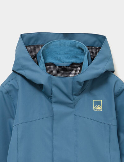 Coupe-vent imperm&eacute;able &agrave; capuche bleu canard gar&ccedil;on