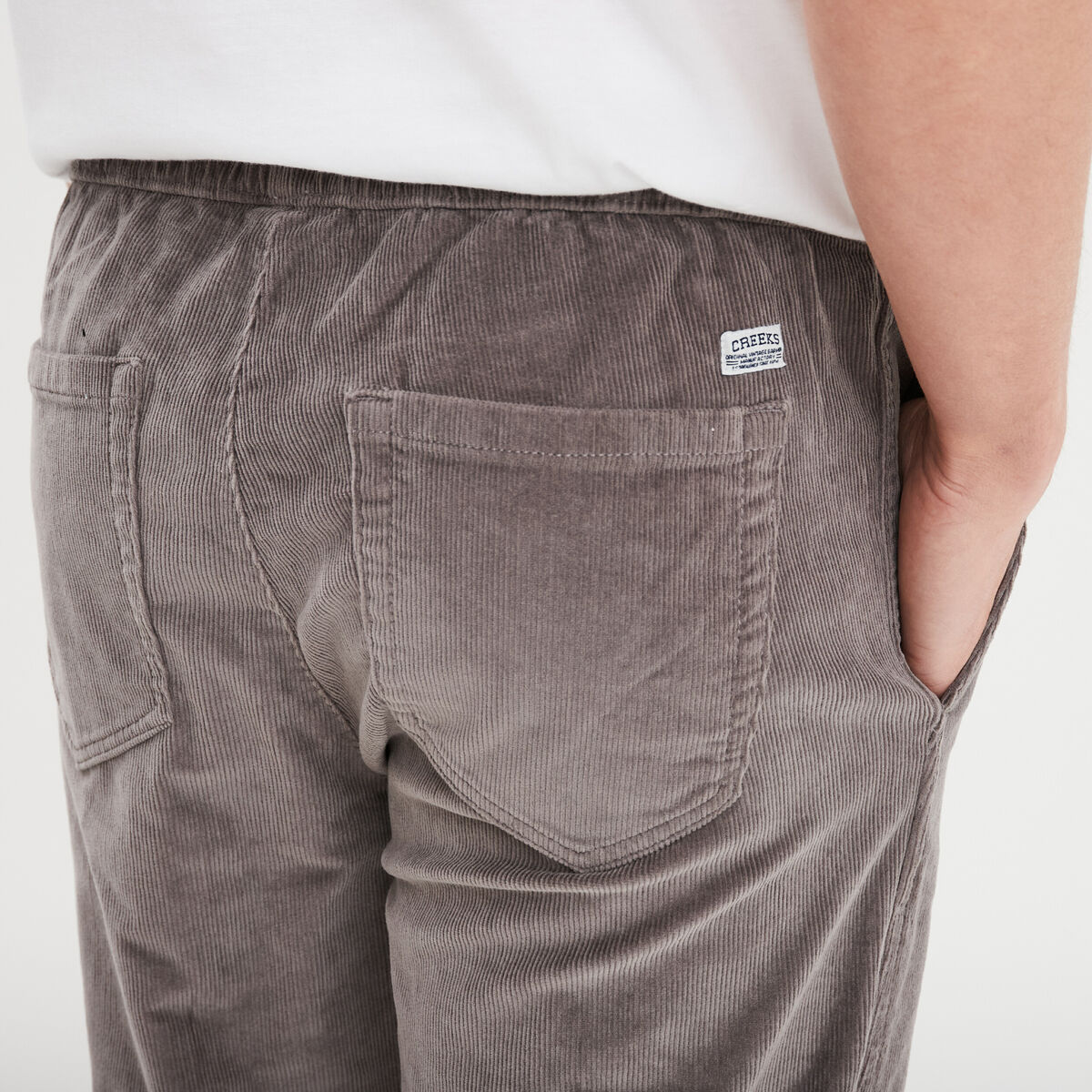 Pantalon de jogging velours côtelé gris clair homme
