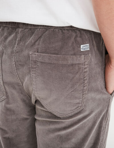 Pantalon de jogging velours côtelé gris clair homme