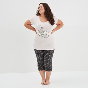 Ensemble pyjama corsaire Modavista rose clair femme grande taille