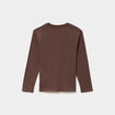 T-shirt manches longues coton marron fonc&eacute; gar&ccedil;on