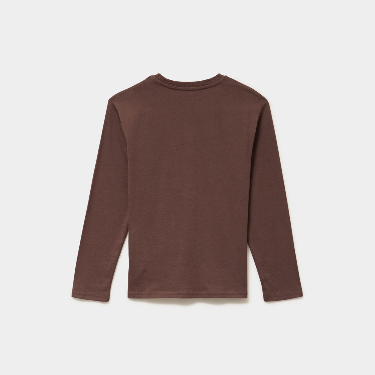 T-shirt manches longues coton marron fonc&eacute; gar&ccedil;on
