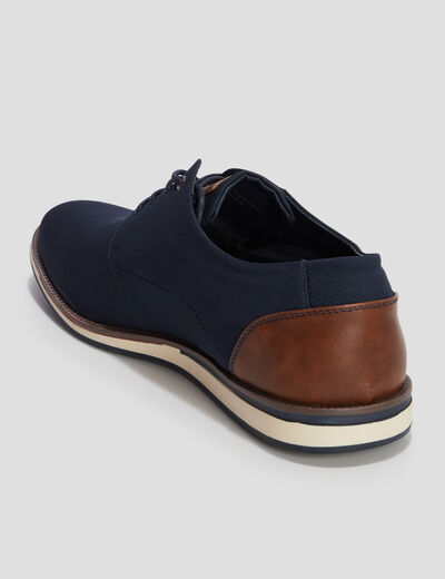 Derbies plates &agrave; lacets bleu marine homme
