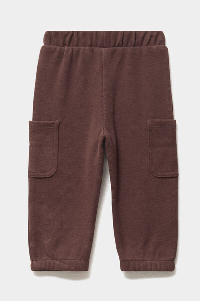 Pantalon maille 2 poches marron fonc&eacute; b&eacute;b&eacute; gar&ccedil;on