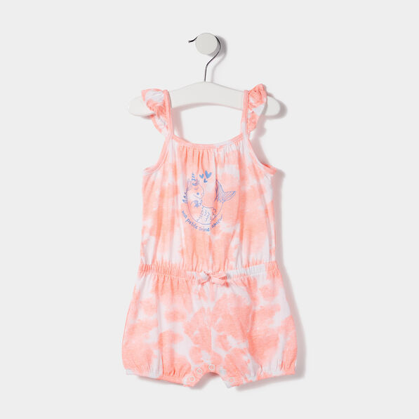 Combishort bretelles fines volantées orange bébé fille