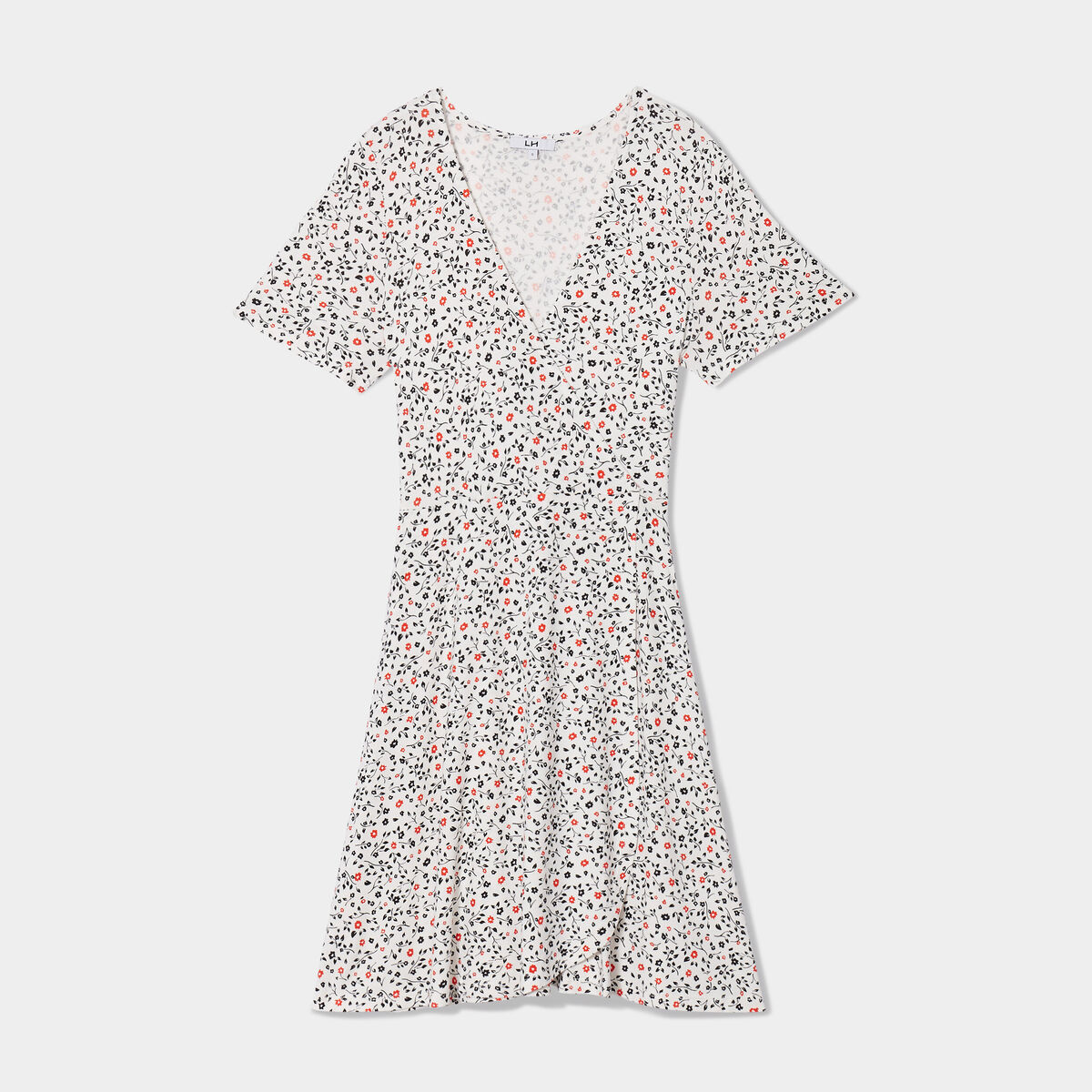 Robe patineuse manches courtes ecru femme