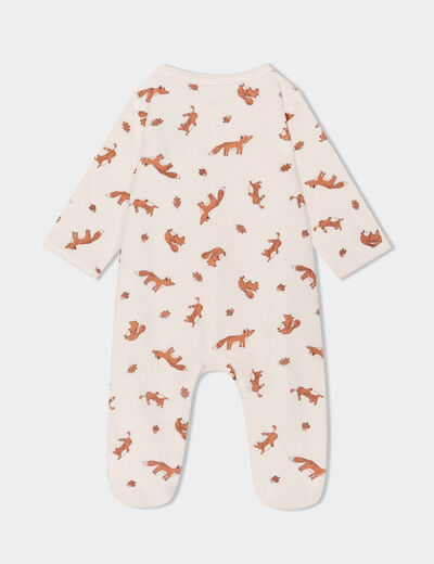 Pyjama dors-bien en velours ecru bébé