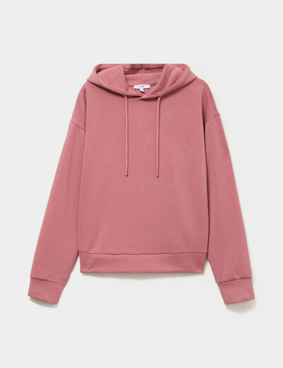 Sweat hoodie manches longues &agrave; capuche vieux rose femme