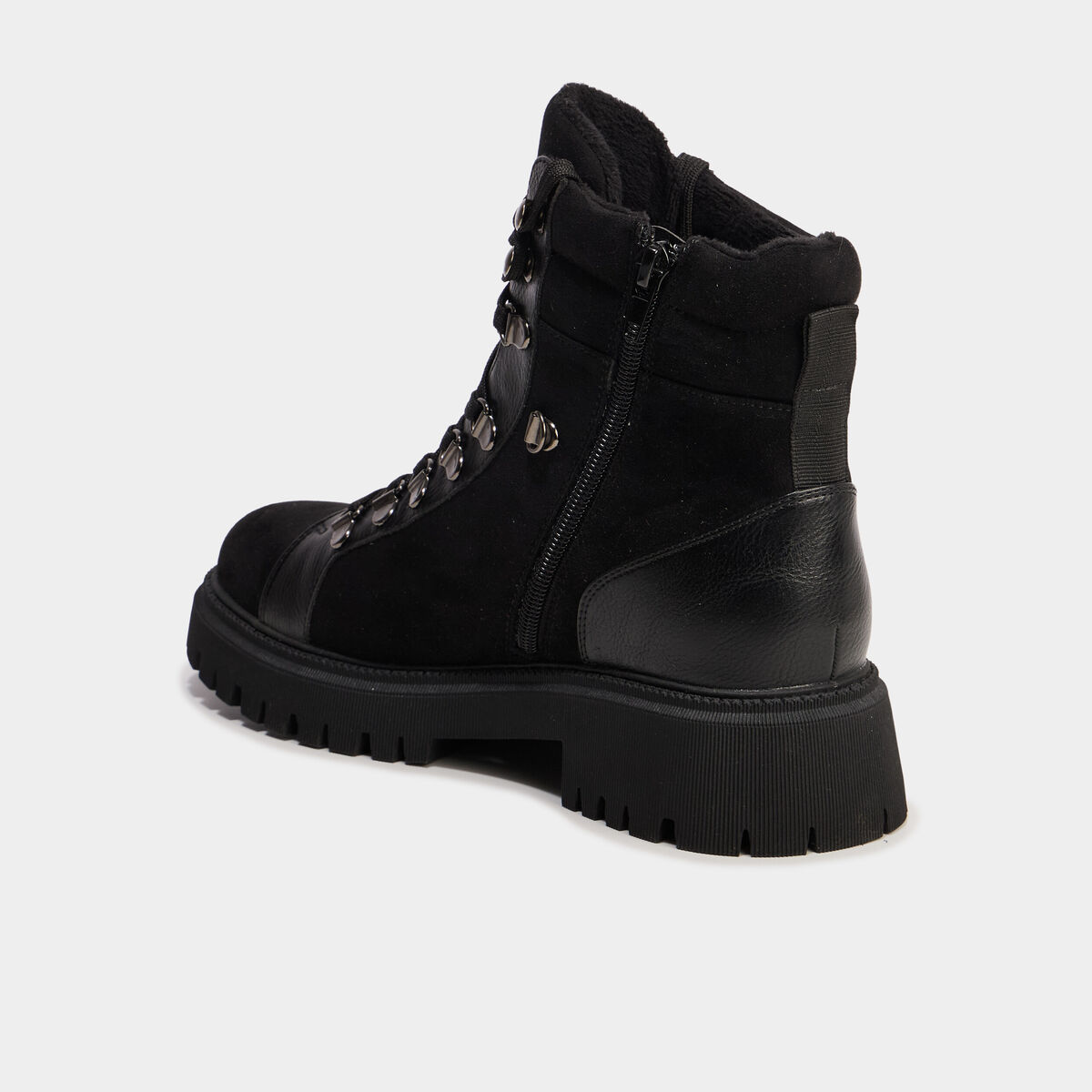 Boots crant&eacute;es &agrave; lacets noir femme