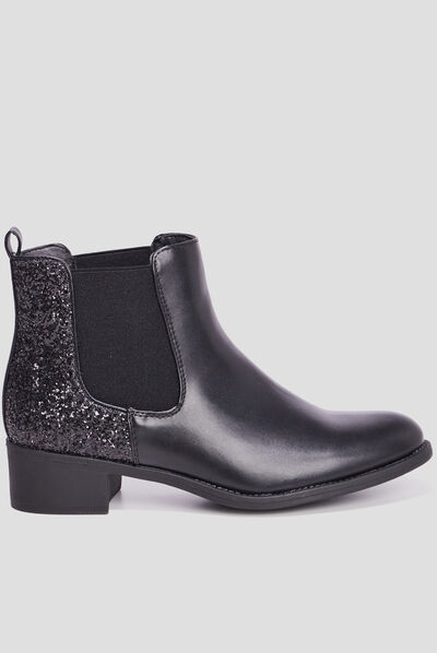 Bottines chelsea à paillettes noir femme