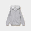 Sweat zipp&eacute; &agrave; capuche en molleton gris clair gar&ccedil;on