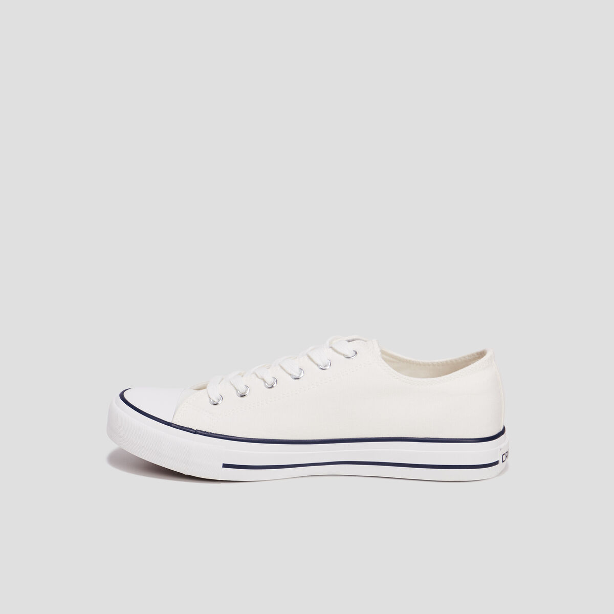 Tennis en toile &agrave; lacets blanc homme
