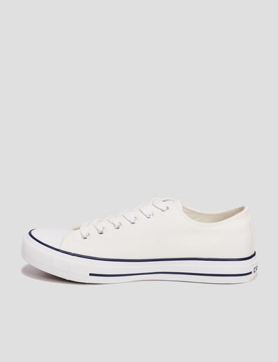Tennis en toile &agrave; lacets blanc homme