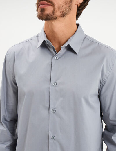 Chemise stretch manches longues bleu gris homme
