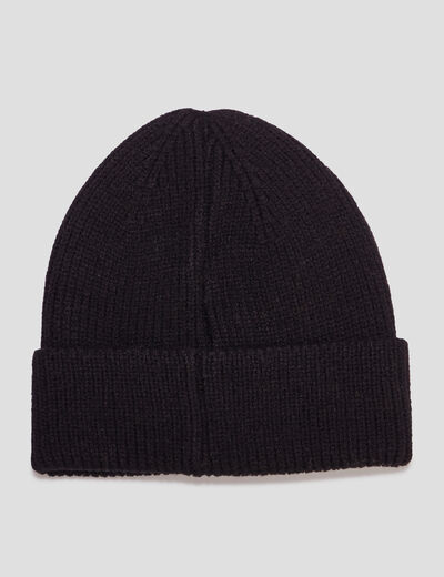 Bonnet tricot&eacute; noir mixte