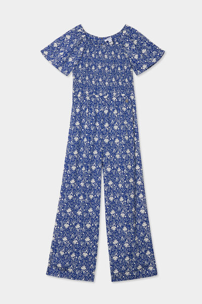 Combinaison pantalon manches courtes bleu roi fille