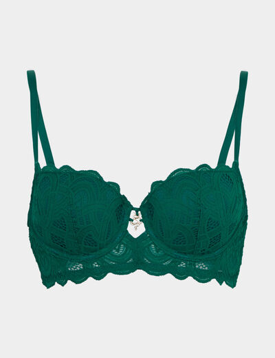Soutien-gorge corbeille dentelle vert foncé femme