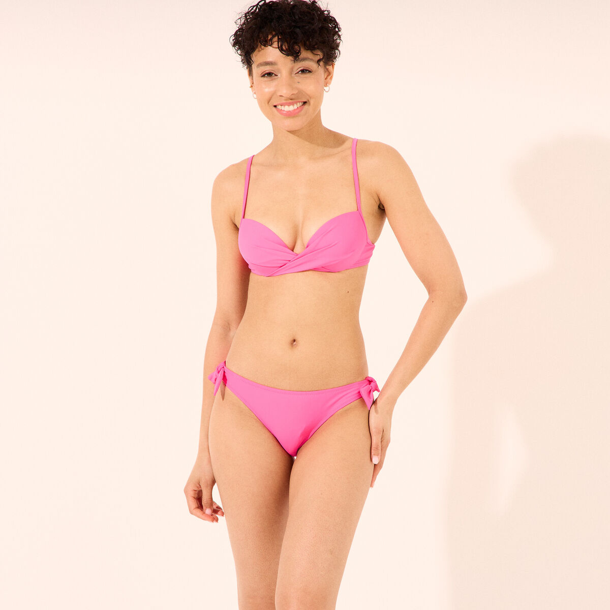 Haut de maillot de bain push up armatur&eacute; rose fushia femme