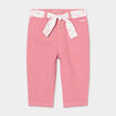 Pantalon cigarette en maille &agrave; ceinture vieux rose b&eacute;b&eacute; fille
