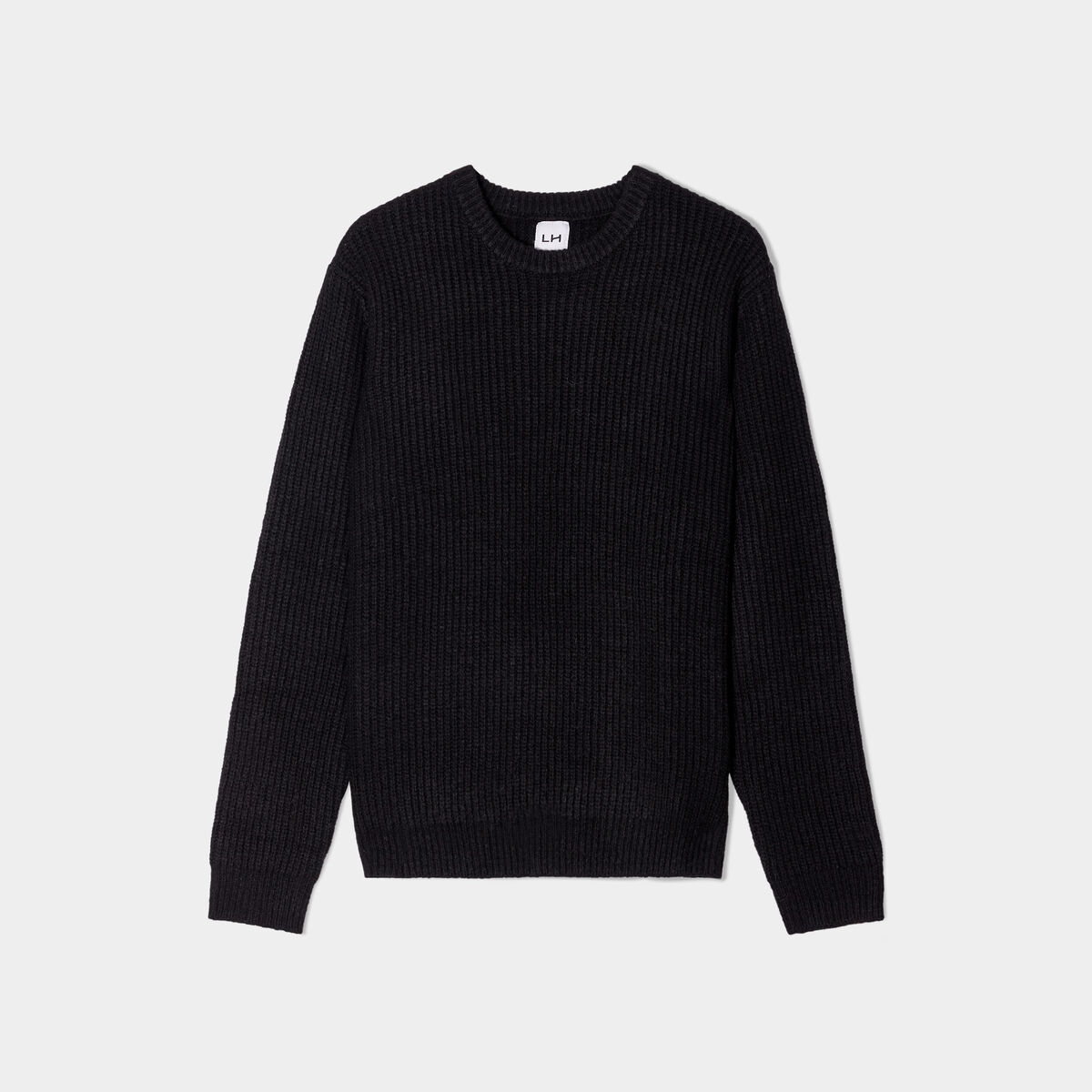 Pull col rond à manches longues noir homme