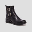Bottines en cuir semelle crant&eacute;e noir femme
