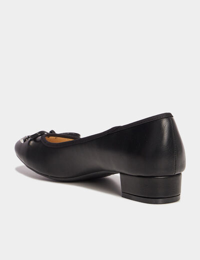 Ballerines à talons détails noeuds noir femme