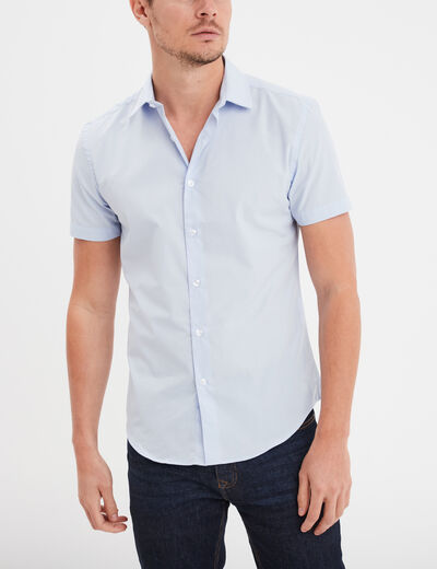 Chemise droite manches courtes bleu ciel homme