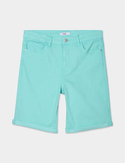 Bermuda slim bleu turquoise femme