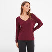 Pull ajusté avec col en V bordeaux femme