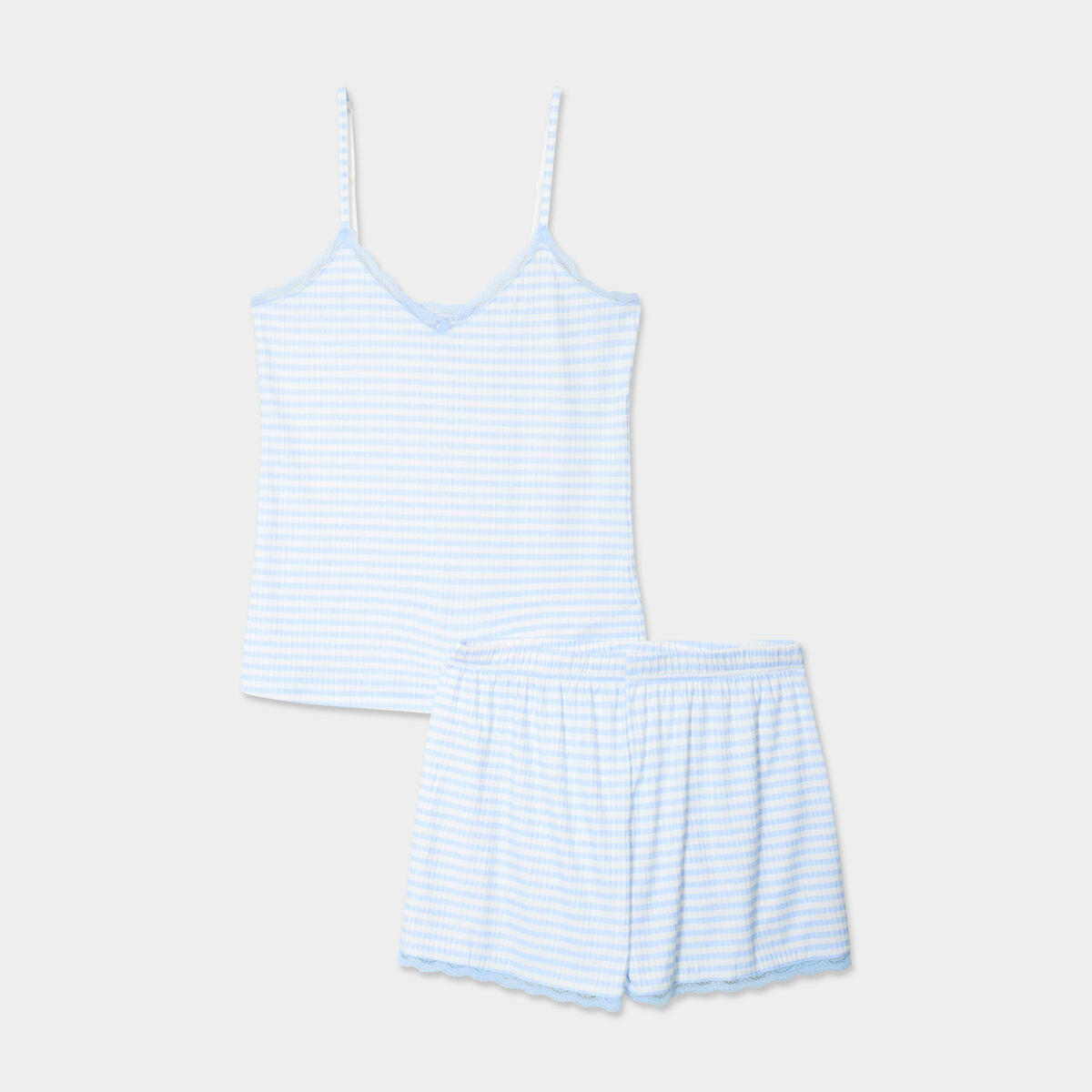 Ensemble pyjama short c&ocirc;tel&eacute; 2 pi&egrave;ces blanc femme