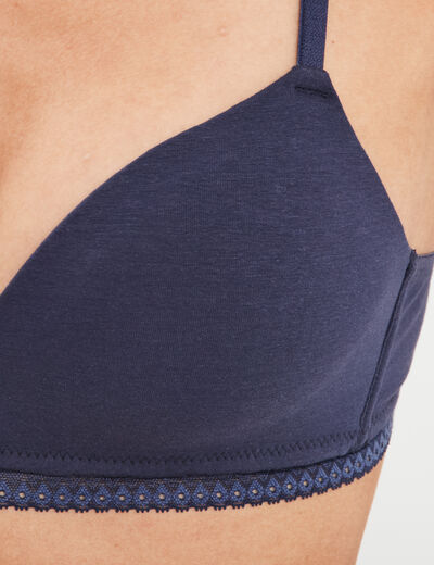 Soutien-gorge triangle paddé coton bleu marine femme