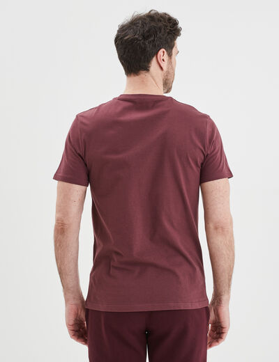 T-shirt en coton manches courtes prune homme