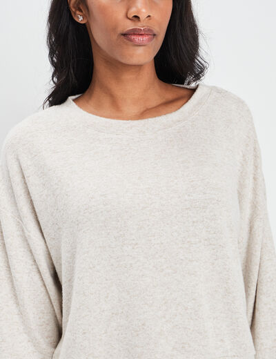 Sweat manches longues chiné sable femme